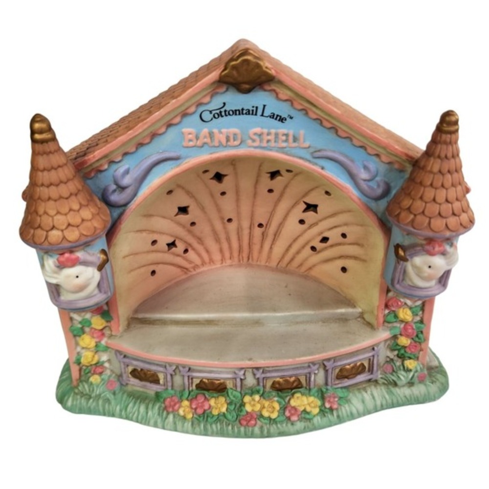 Cottontail Lane Easter Band Shell Spring Porcelain Vtg Bx READ LIGHT NOT WORKING